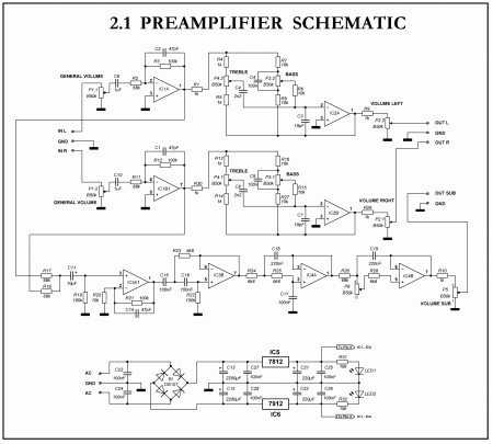 4xNE5532 2.1 preamplifier schematic