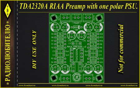 TDA2320A RIAA Preamp with one polar PSU Komitart project