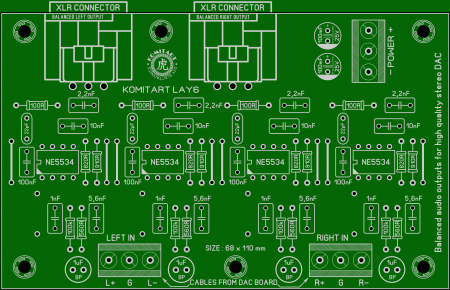 Balanced audio outputs for high quality stereo DAC Komitart LAY6 photo