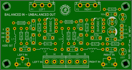 BA4560 balanced input to unbalanced output converter komitart LAY6 photo