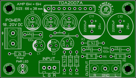 TDA2007A amplifier stereo mode komitart LAY6 photo