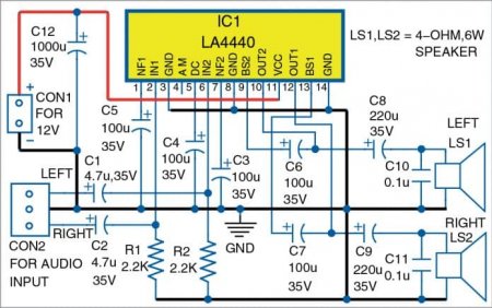 LA4440 stereo amp schematic