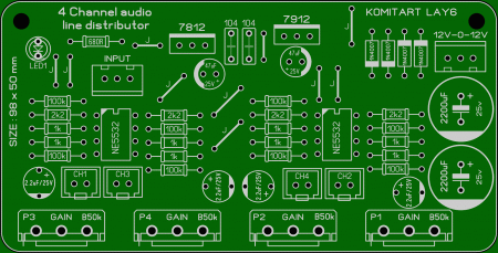 4 Channel audio line distributor komitart LAY6 photo