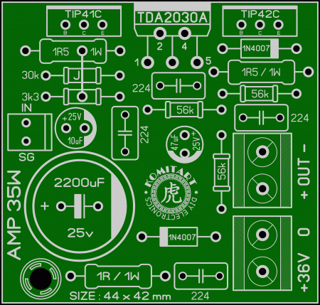 TDA2030A TIP41 TIP42 35W amplifier komitart LAY6 photo