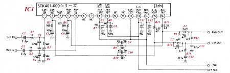 STK401-xxx amplifier schematic